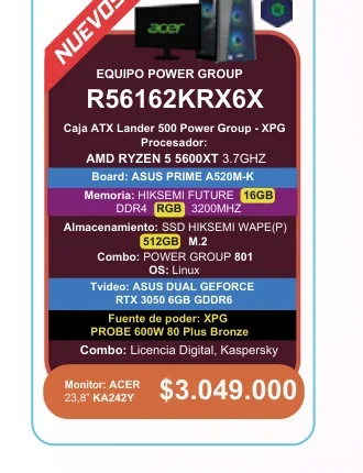 Equipo Power Group R56162KRX6X AMD Ryzen 5 5600 - Comprar en ZonaTech